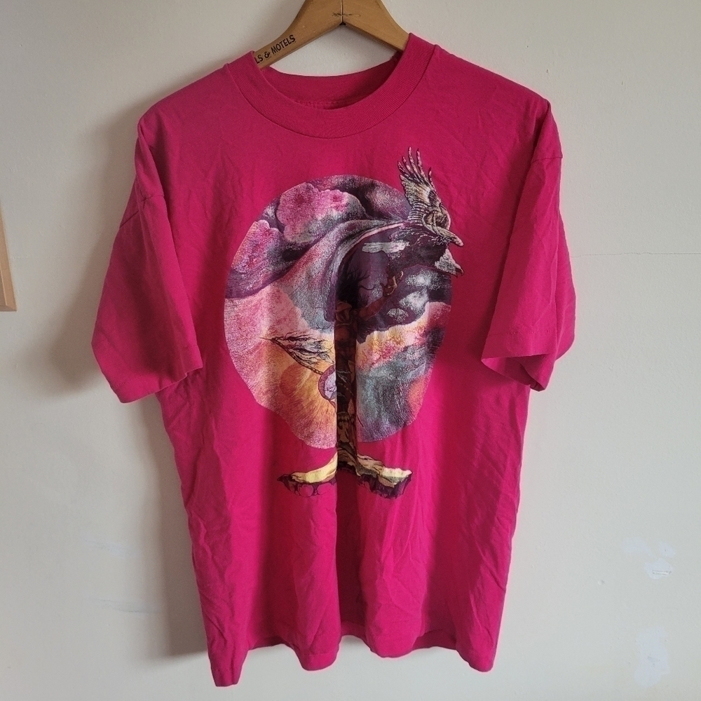 Vintage Single Stitch Pink Short Sleeve Shirt Graphic Tee Native Indian XL
